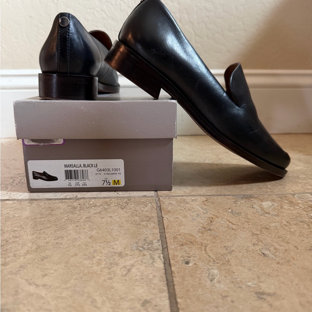 Franco Sarto Black Leather Marsalla Loafers